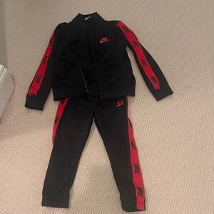 Nike Black and Red Kids Matching Track Set